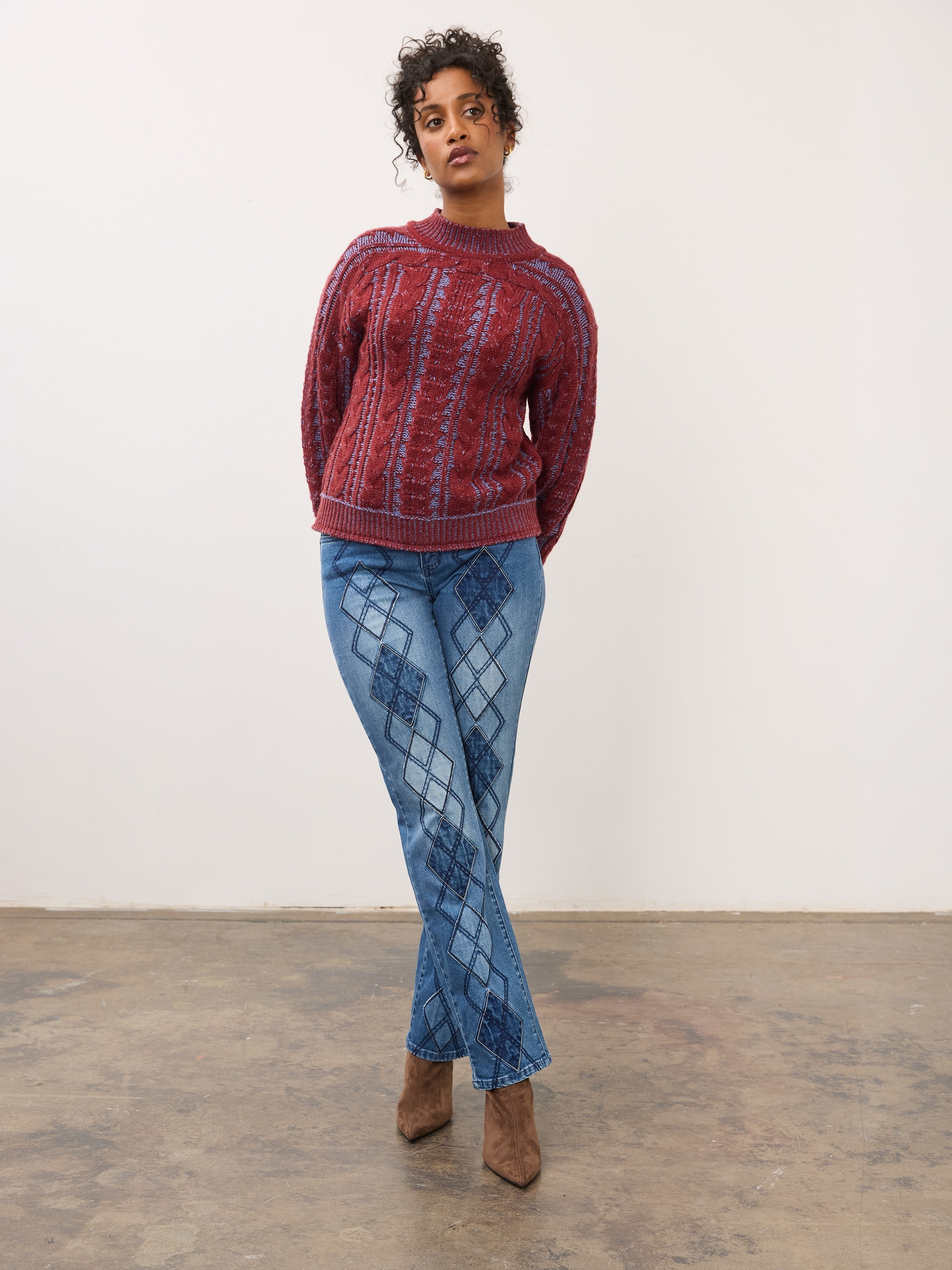 FDJ Christina Argyle 31" Straight Leg Jeans