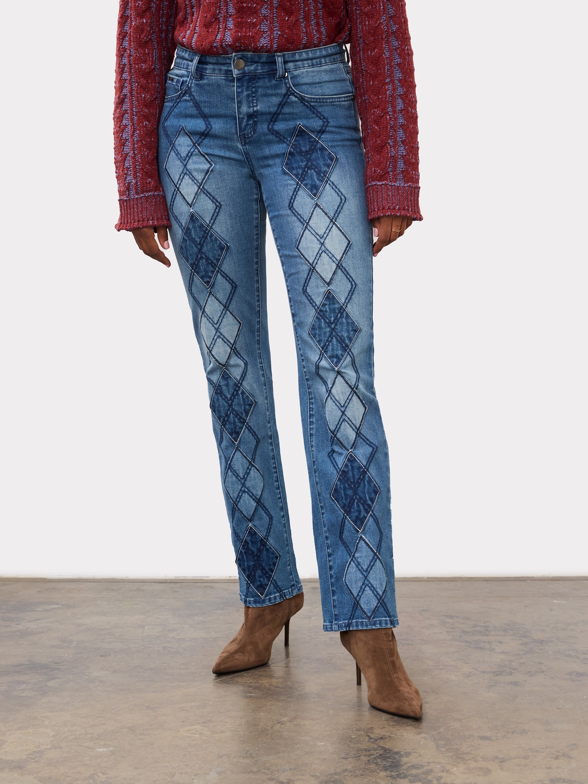 FDJ Christina Argyle 31" Straight Leg Jeans