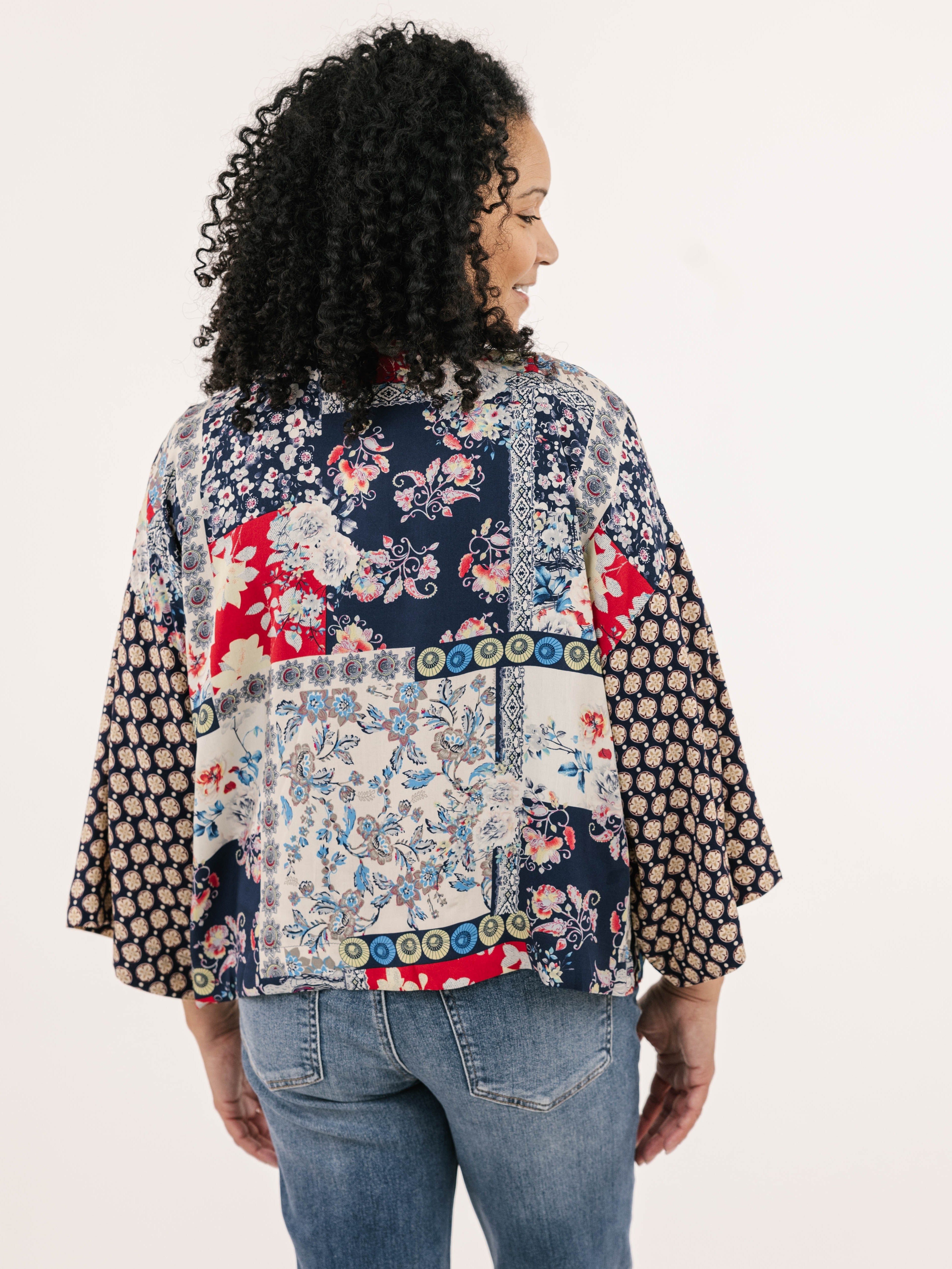 Shannon Passero Karol Paisley Denim Trim Cardigan