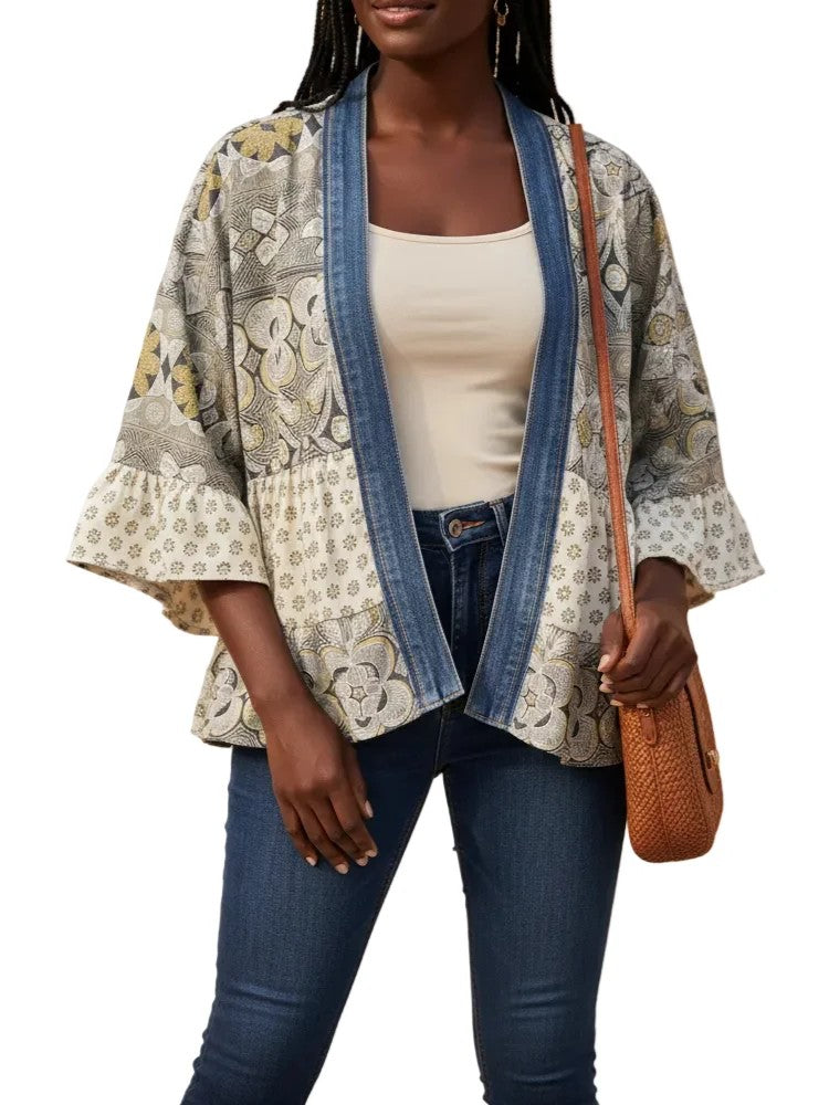 Shannon Passero Tiffany Tiered Denim Trim Cardigan