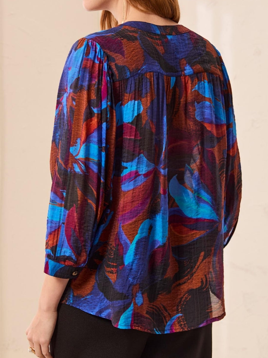 Tribal Late Bloom Floral Dolman Sleeve Top
