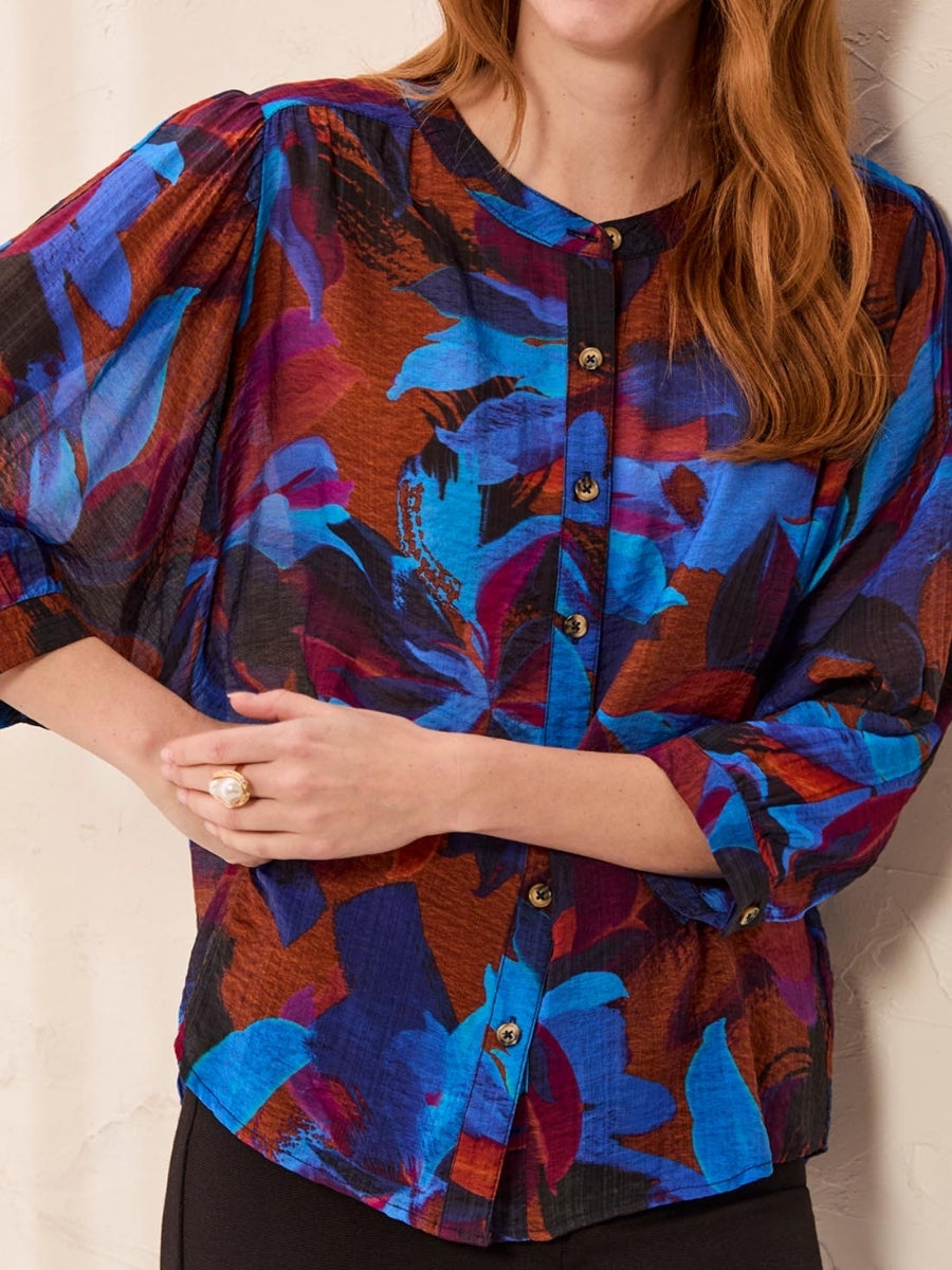 Tribal Late Bloom Floral Dolman Sleeve Top