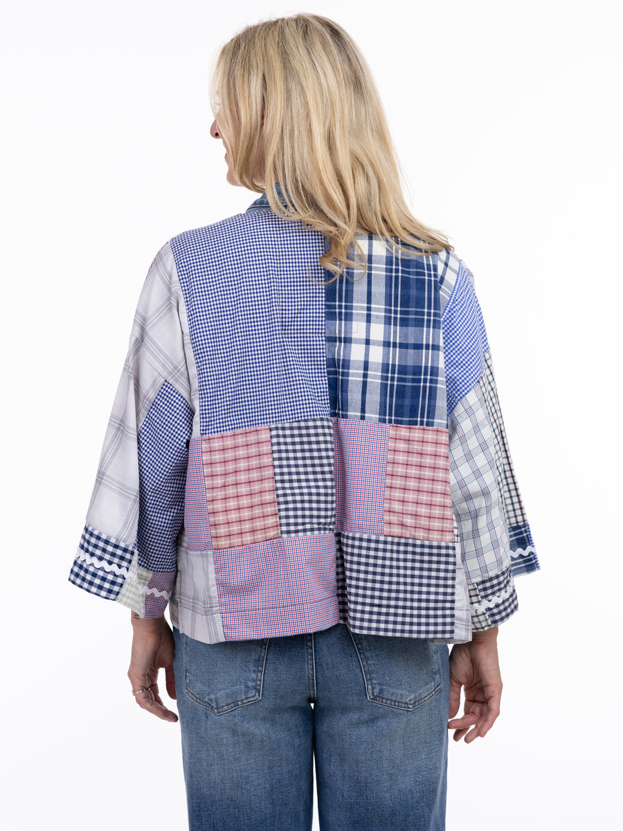 Shannon Passero Zoe PJ Short Kimono by SHANNON PASSERO INC featuring multicolor patchwork design and relaxed fit outerwear style