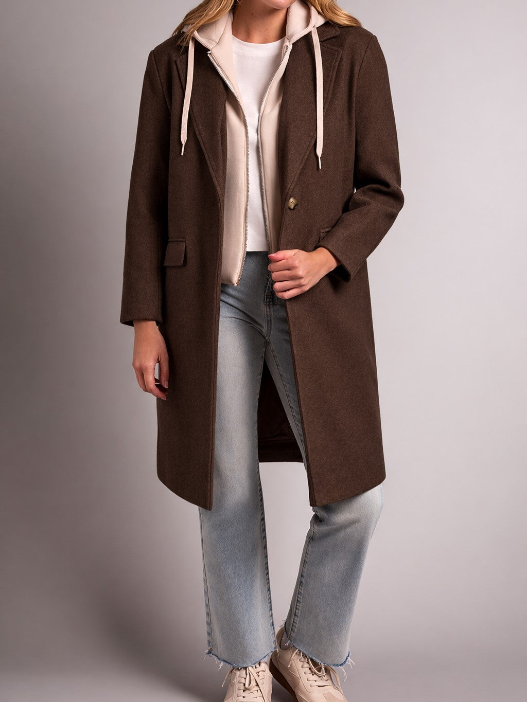 Tribal Casual Chic Button Front Fooler Coat