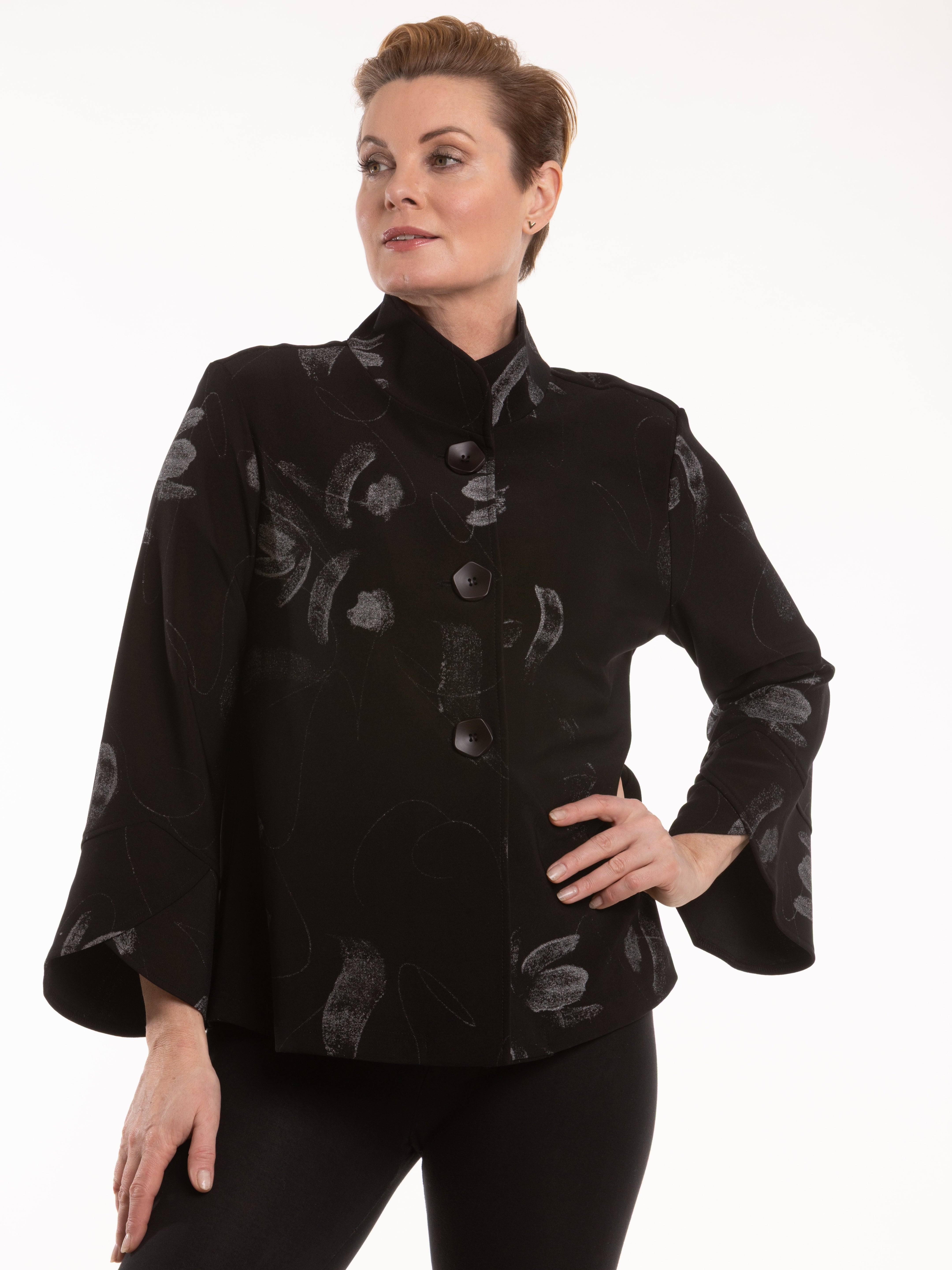 Brush Strokes Tulip Sleeve Jacket