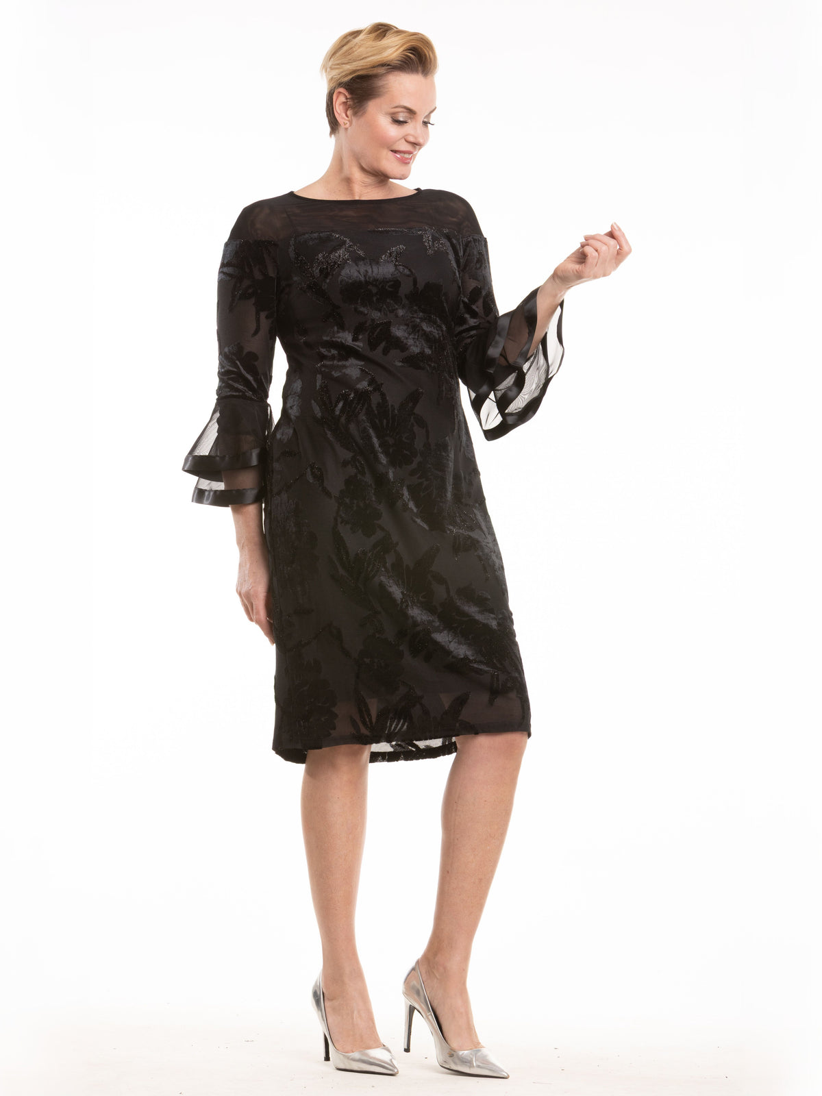 Flock Bell Sleeve Dress