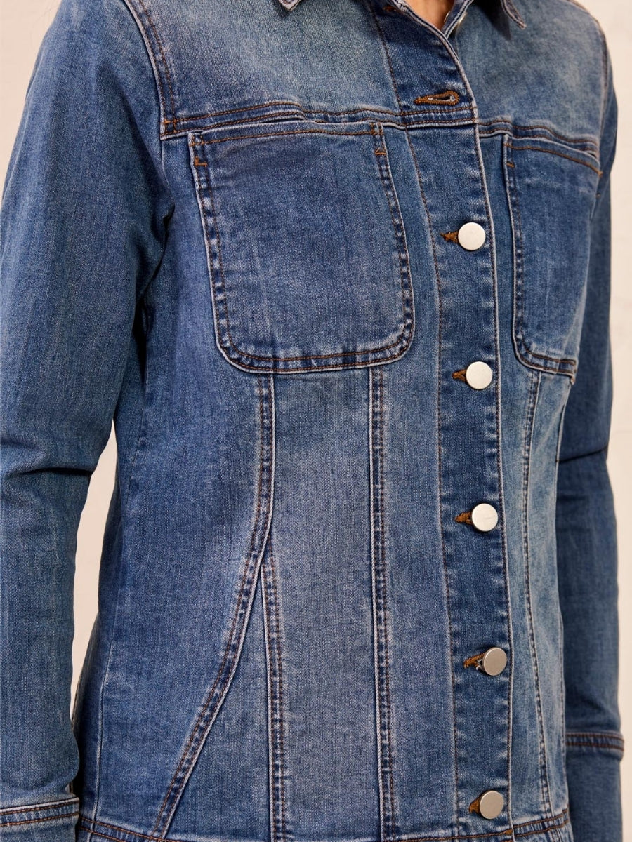 Tribal Denim Button Sleeve Jacket