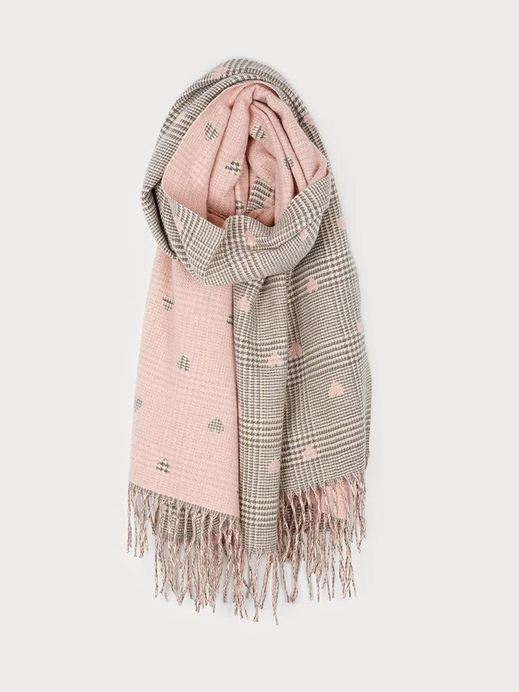 Soft n Warm Plaid Scarf with Hearts