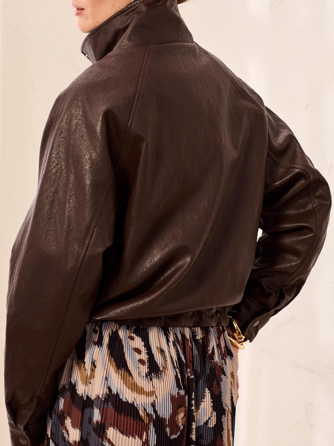 Tribal New Boho Faux Leather Bubble Adjustable Hem Jacket