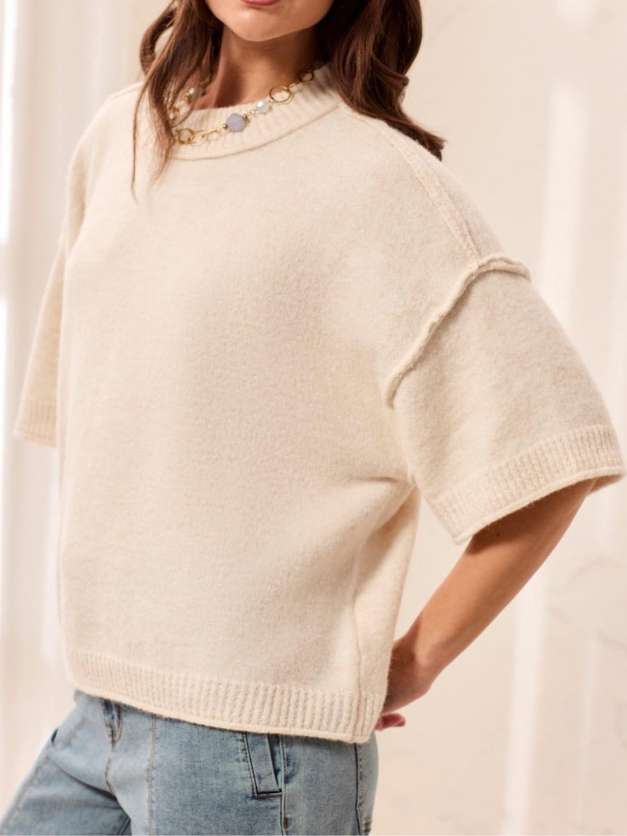 Tribal Lofty Elbow Sleeve Crew Neck Sweater