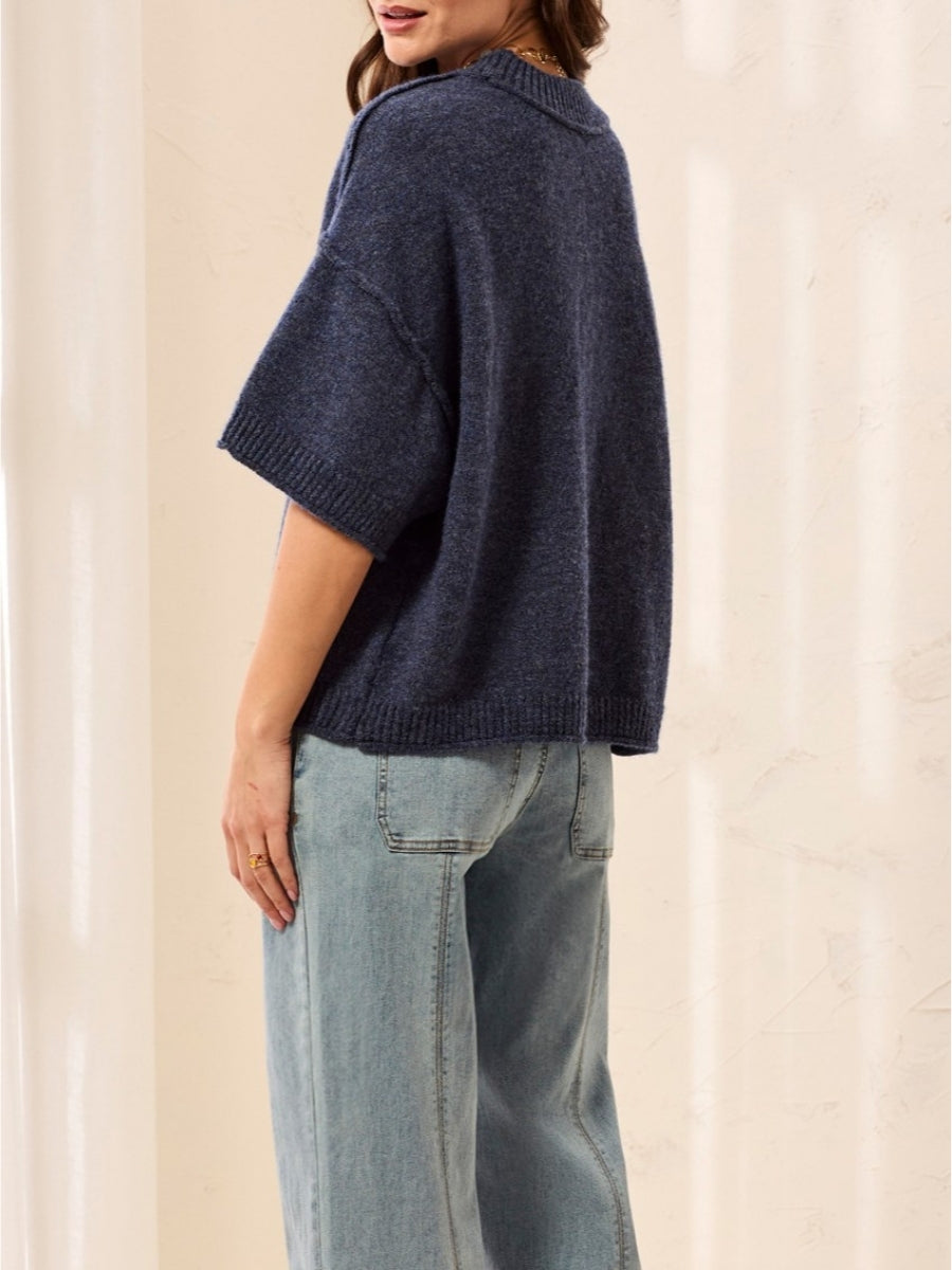 Tribal Lofty Elbow Sleeve Crew Neck Sweater