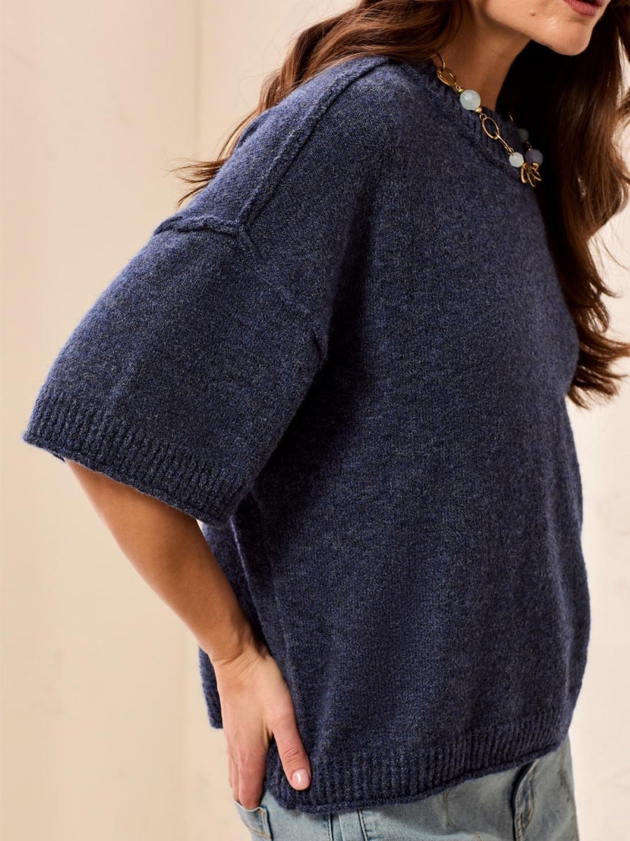 Tribal Lofty Elbow Sleeve Crew Neck Sweater