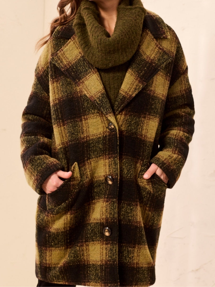 Tribal Casual Chic Plaid Cocoon Coat