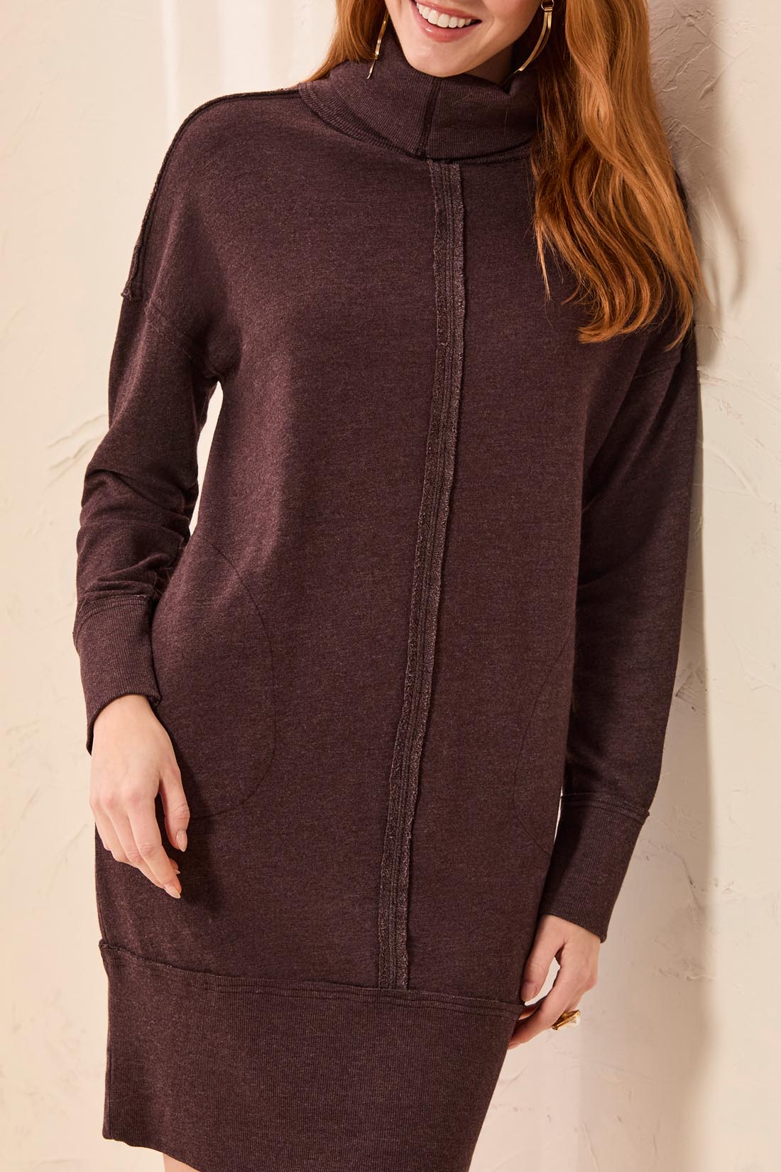 Tribal Casual Chic Turtleneck French Terry Dress