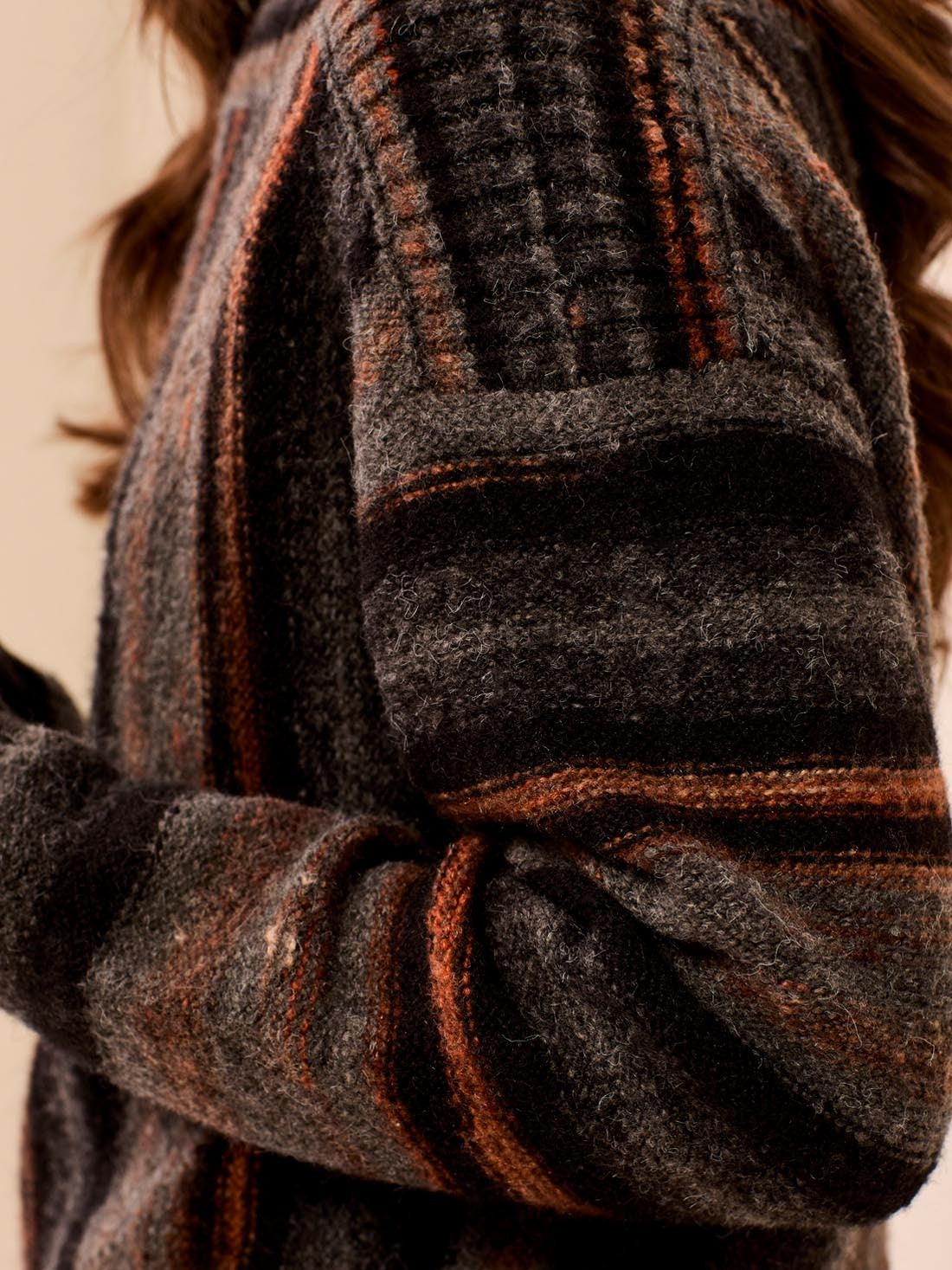 Tribal New Boho Vertical Stripe Boat Neck Sweater