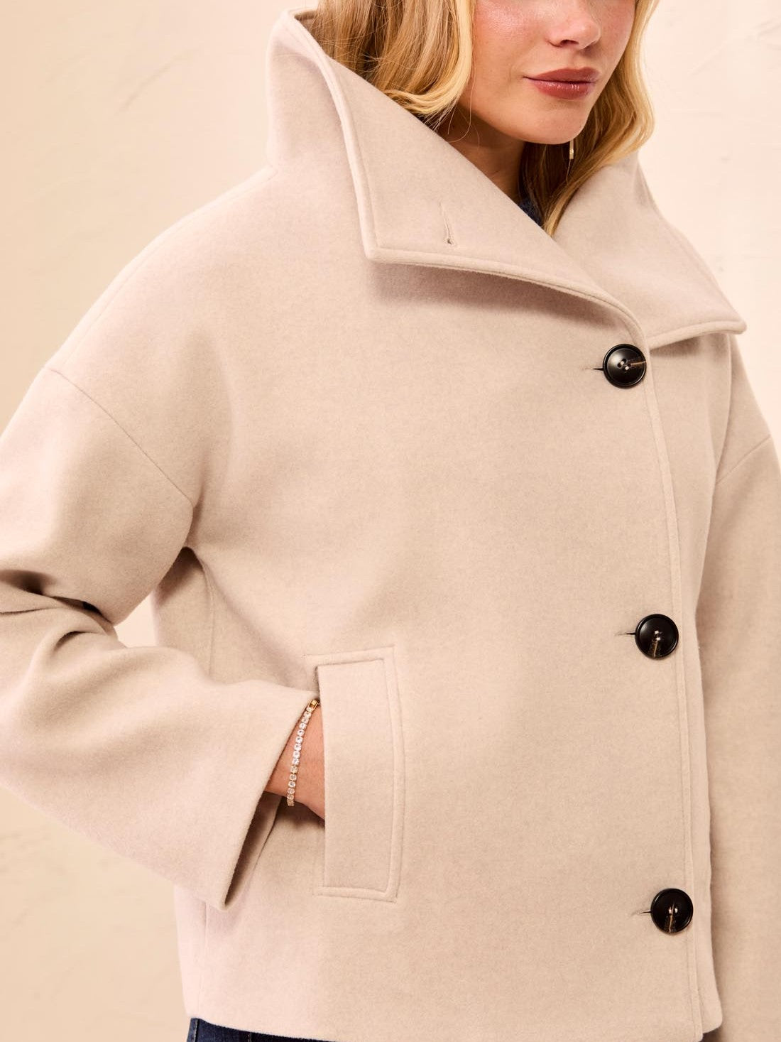 Tribal Lofty Chic Funnel Neck Jacket