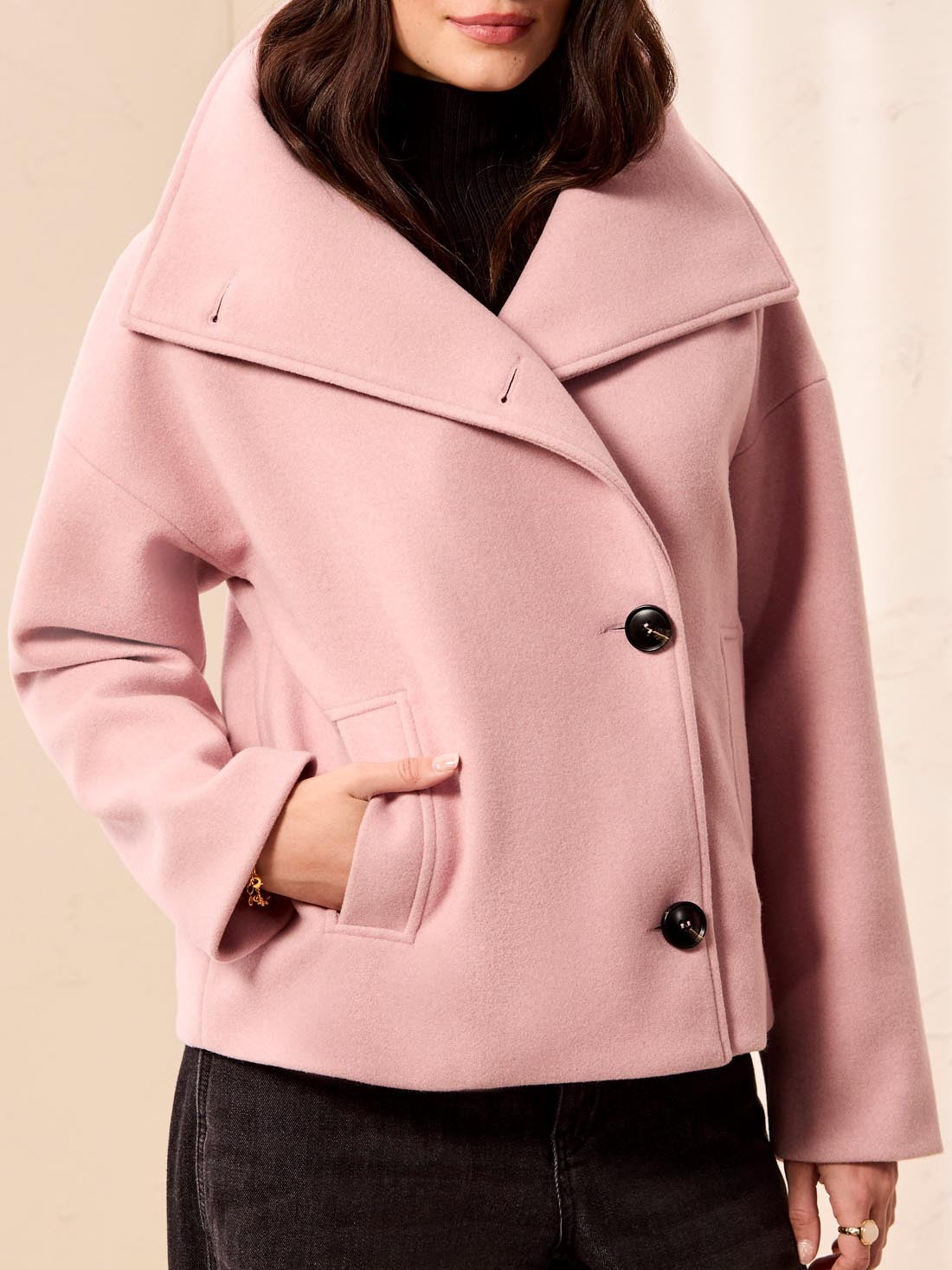 Tribal Lofty Chic Funnel Neck Jacket