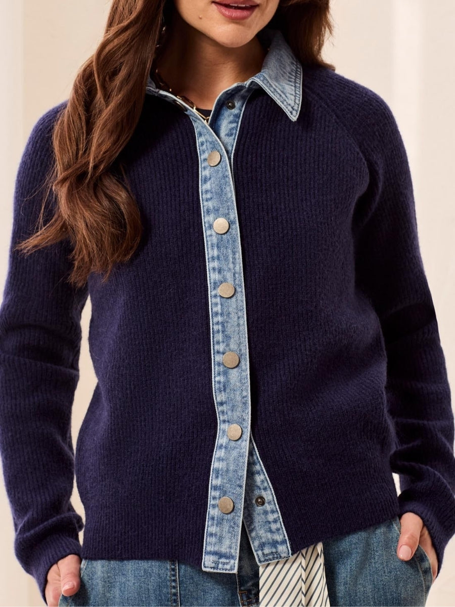 Tribal Cardigan with Denim Detail
