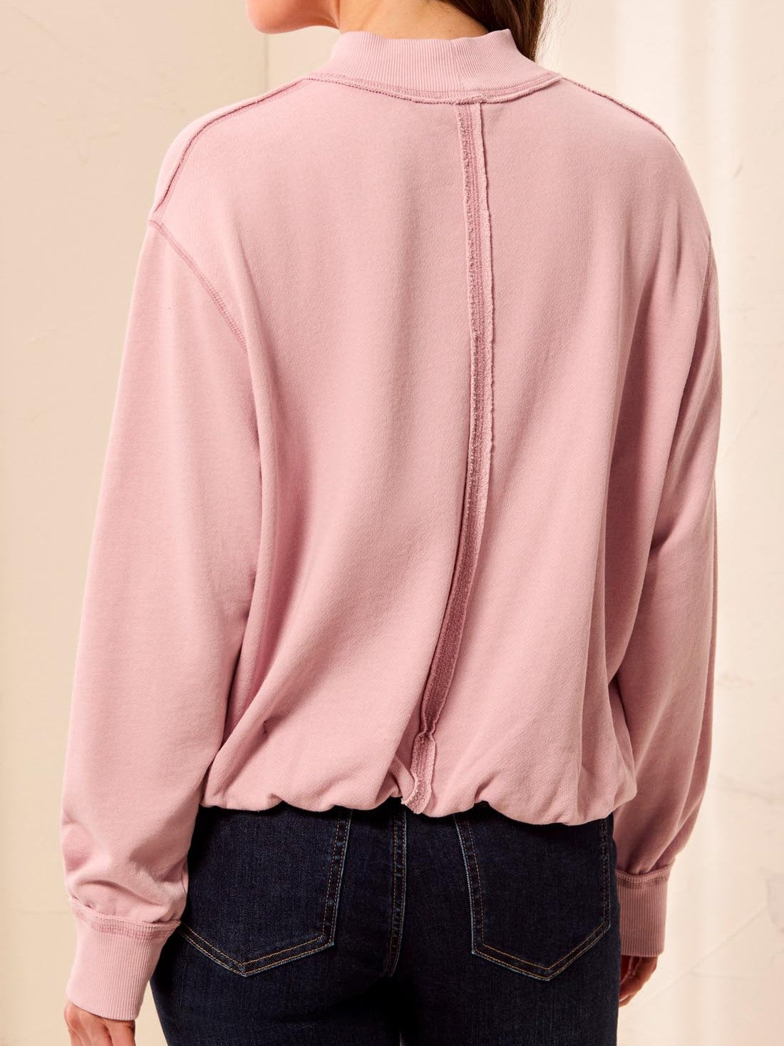 Tribal Casual Chic Button Bubble Crew Neck Sweater