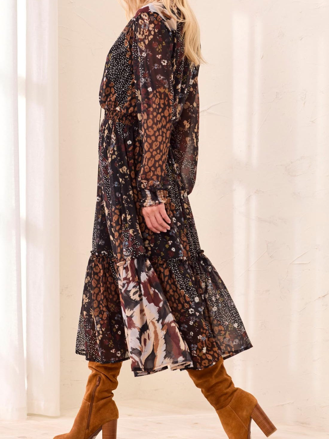 Tribal New Boho Tiered Drama Maxi Dress