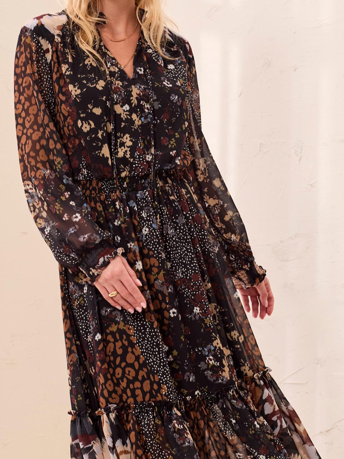Tribal New Boho Tiered Drama Maxi Dress
