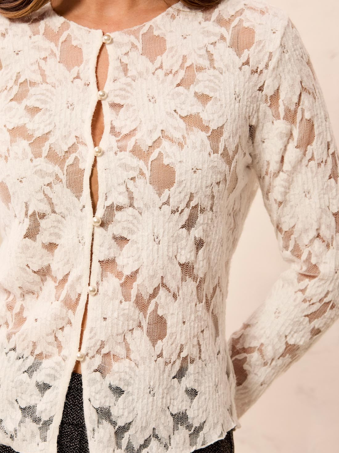 Tribal Fancy Nancy Lace Button Top
