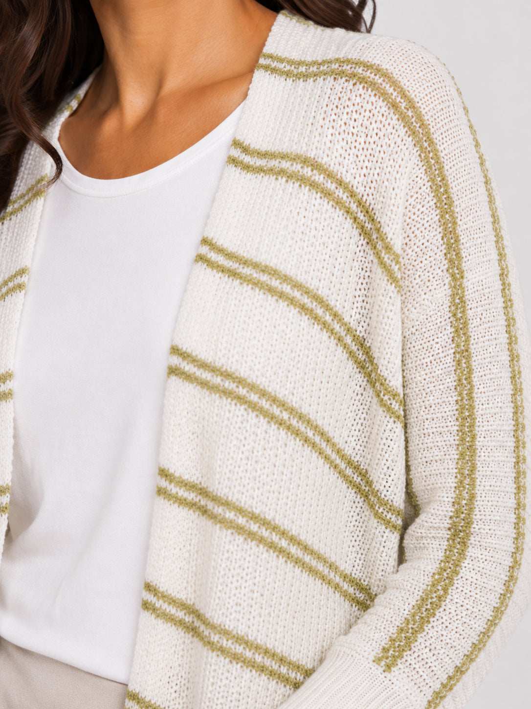 Striped Open Cardigan Sweater