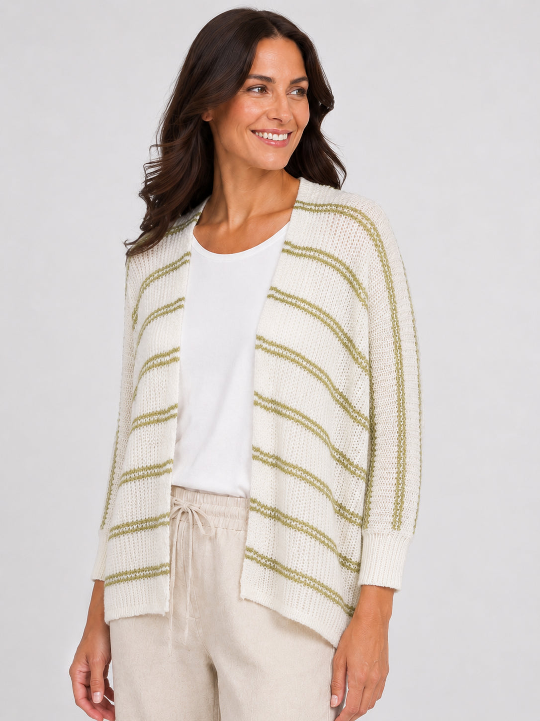 Striped Open Cardigan Sweater