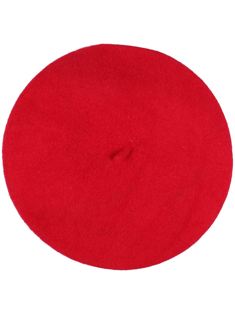 Red round beret on a white background