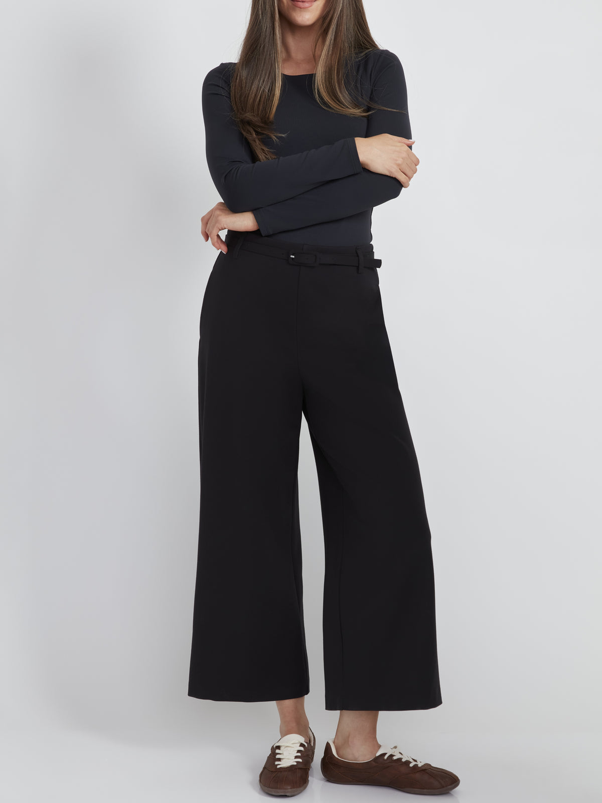 Up! Belted Solid Ponte 25" Gaucho Pants