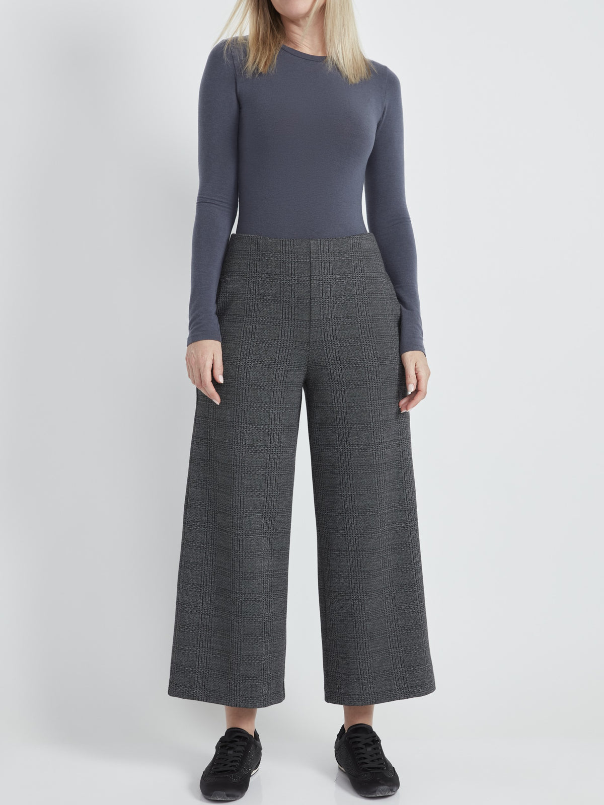 Up! Jacquard Check 25" Cropped Wide Leg Pants