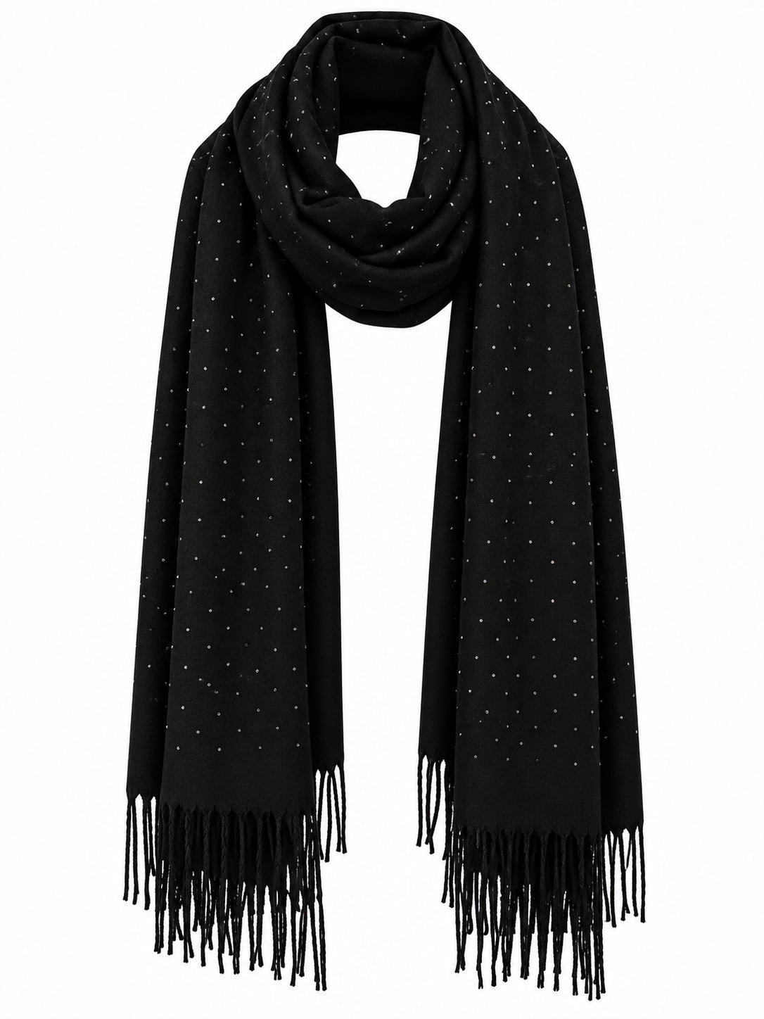 Solid Sparkle Scarf with Fringe