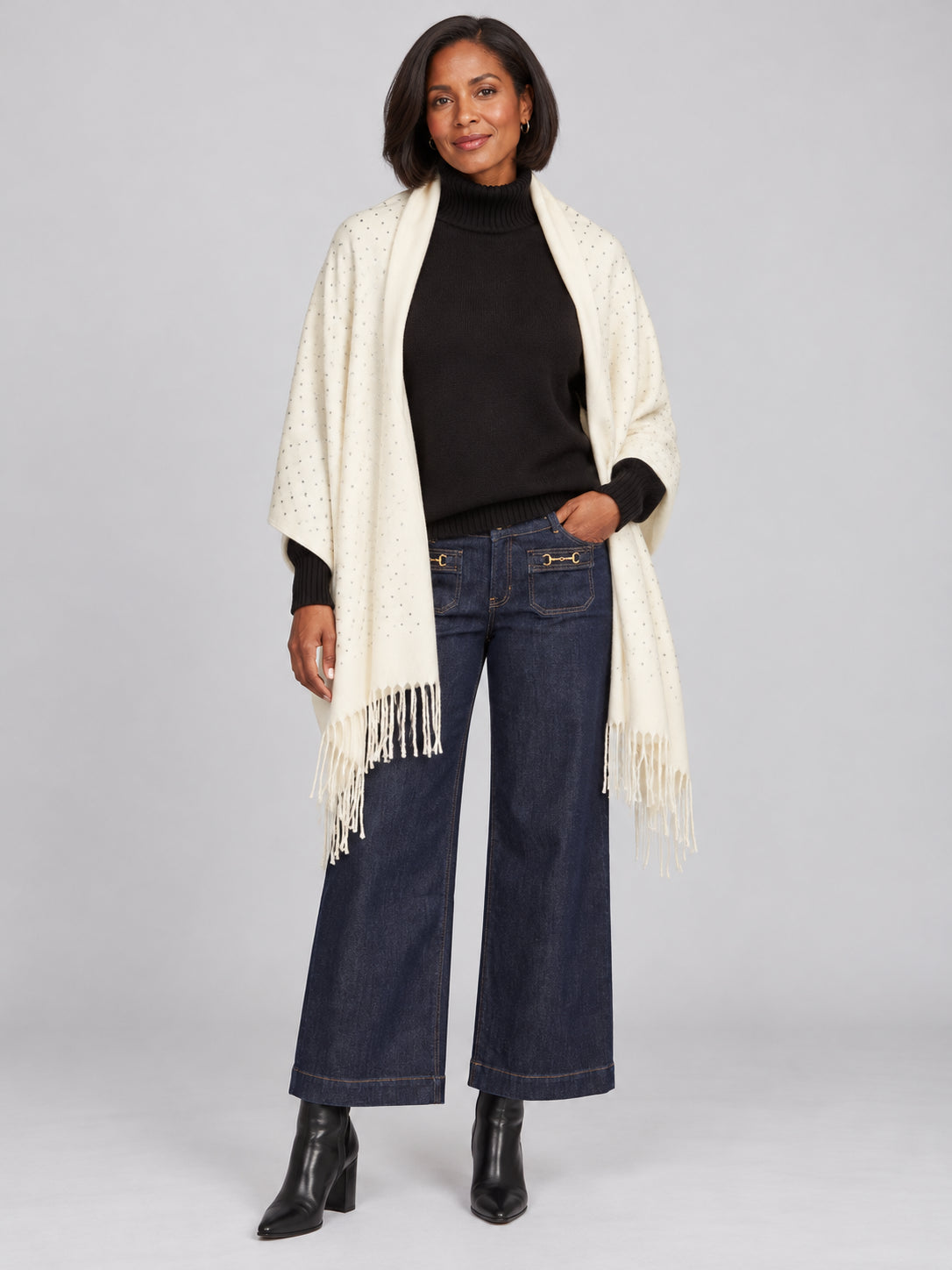 Solid Sparkle Scarf with Fringe