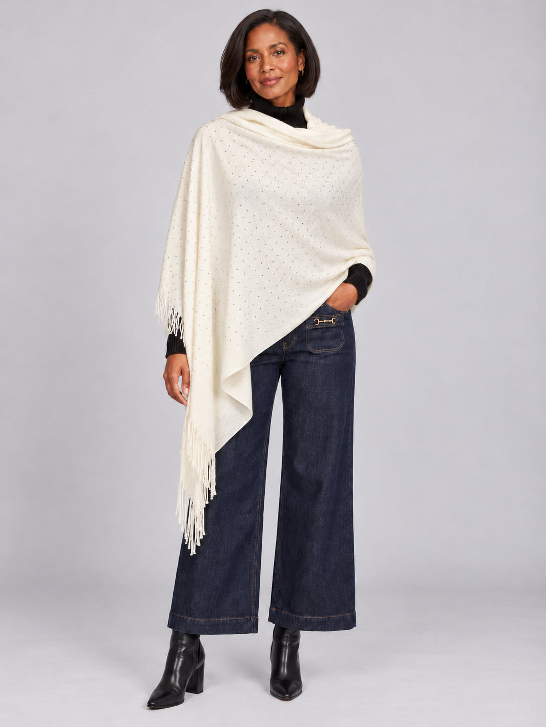 Solid Sparkle Scarf with Fringe