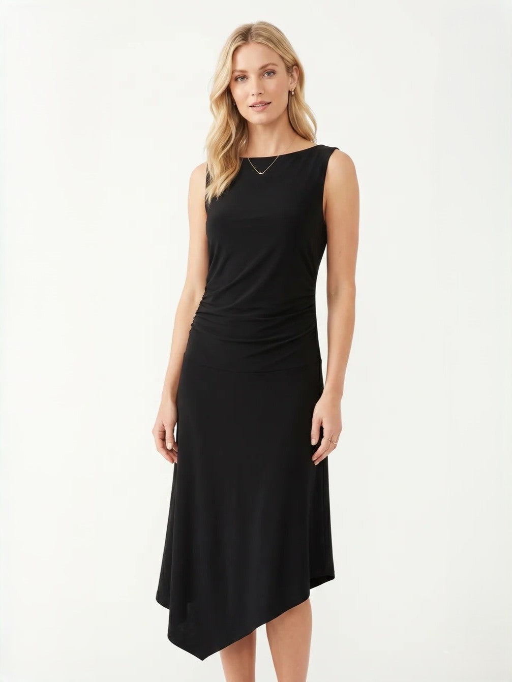 Emma Sleeveless Side Ruched Midi Dress