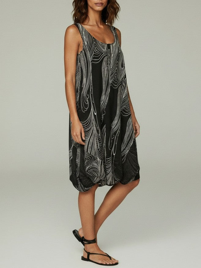 Printed Sleeveless Overlay Dress