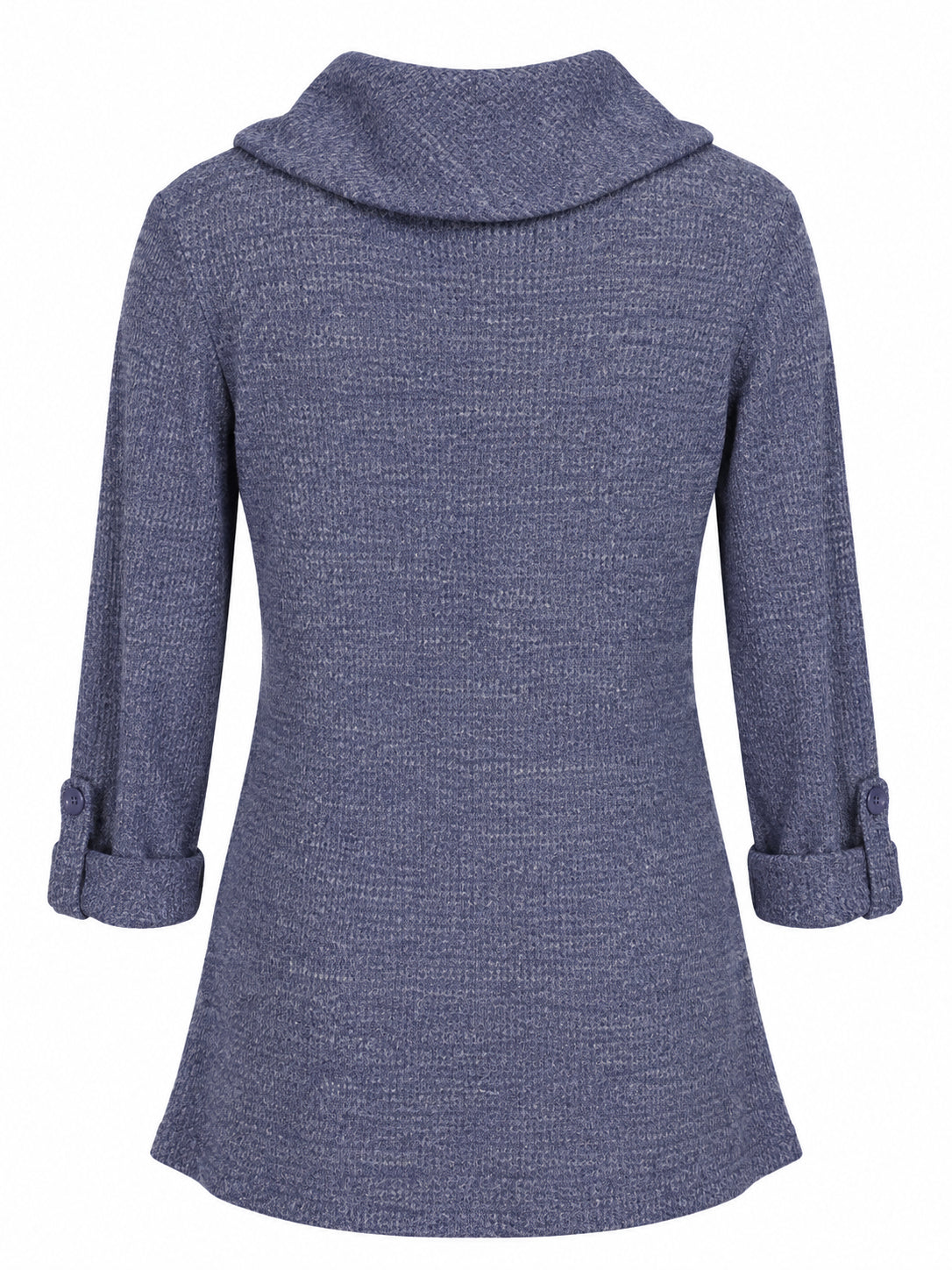 Hacci Textured Roll Sleeve Tab Collar Top