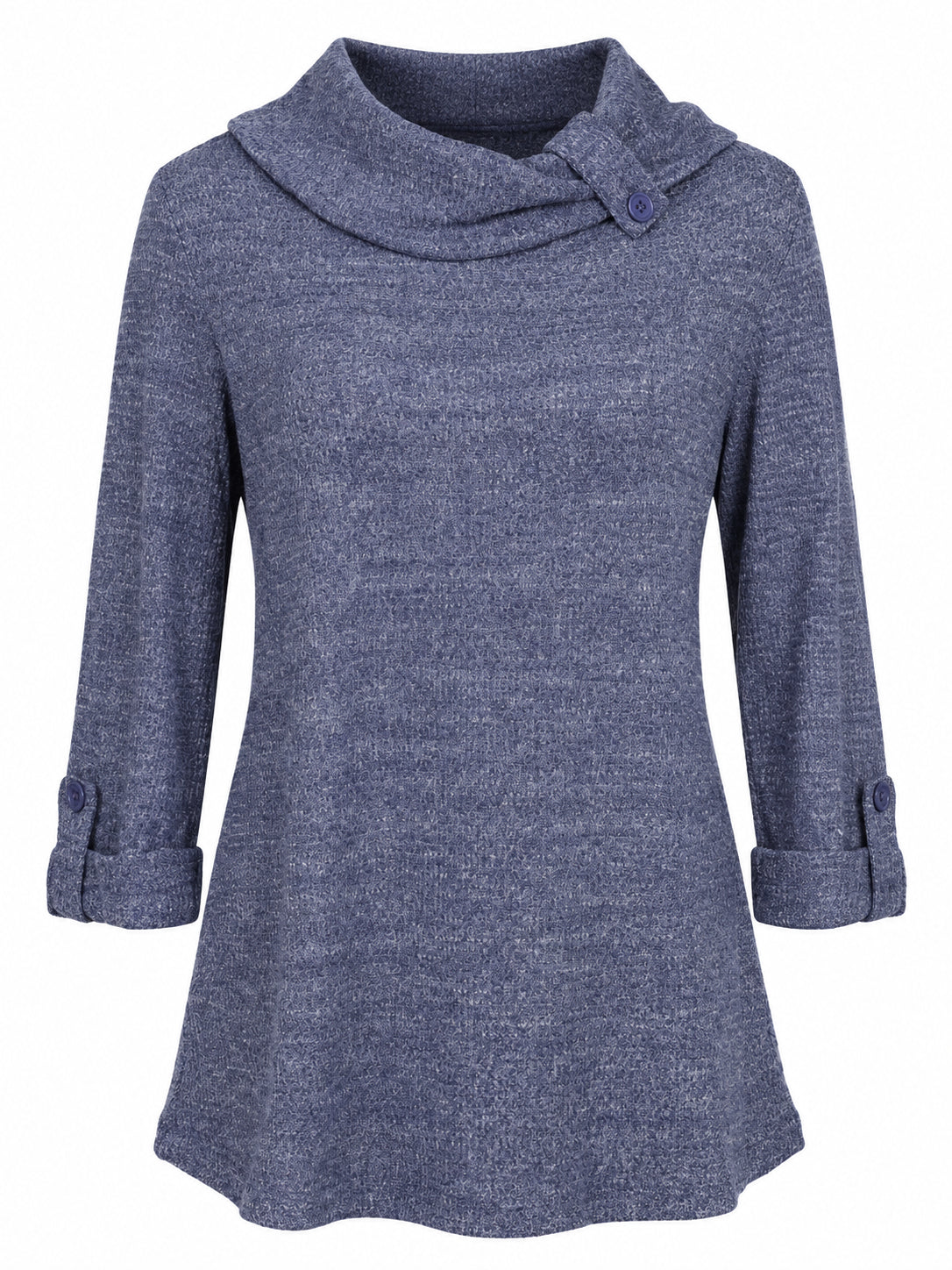 Hacci Textured Roll Sleeve Tab Collar Top