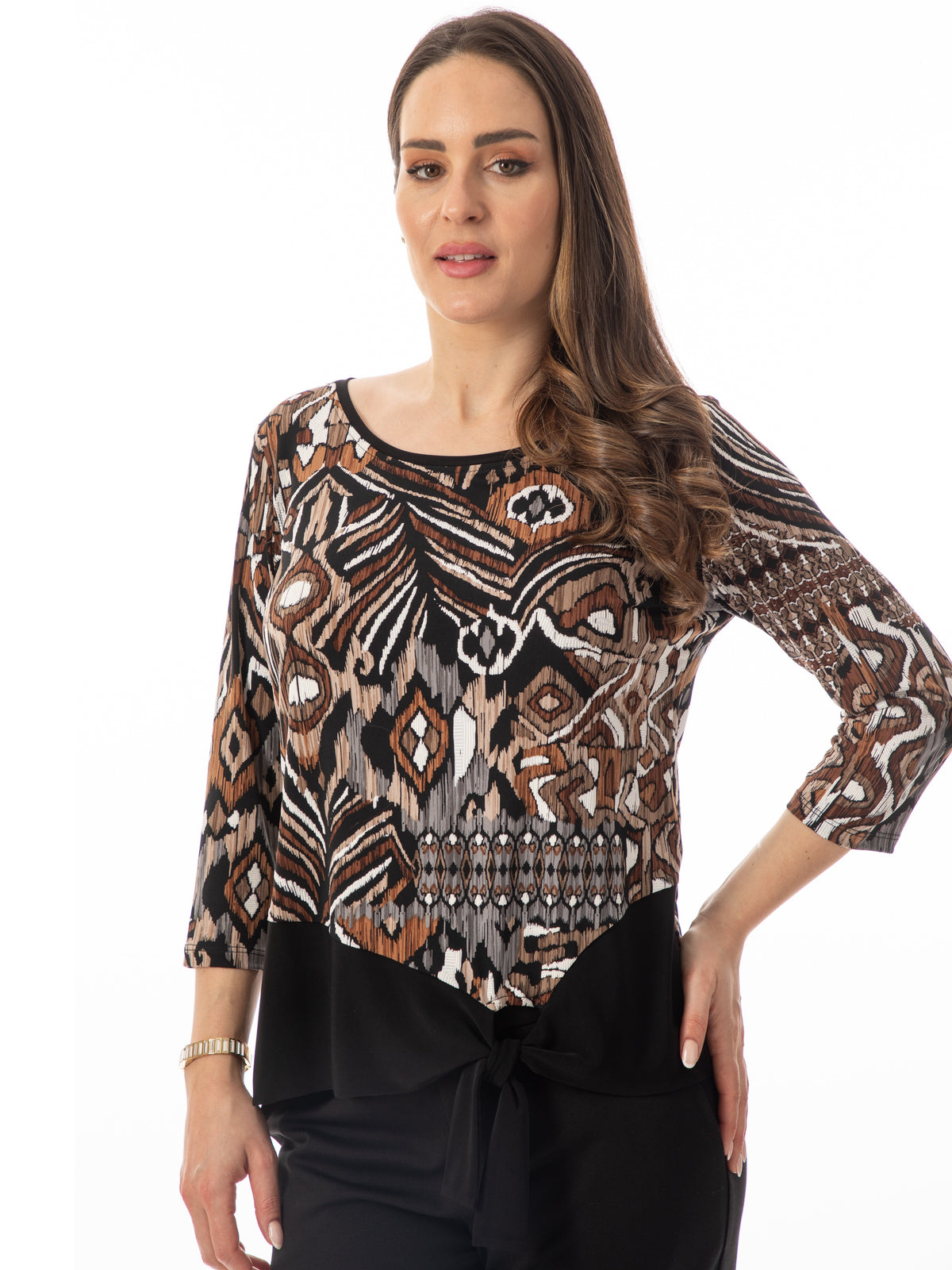 Aztec Side Tie 3/4 Sleeve Top