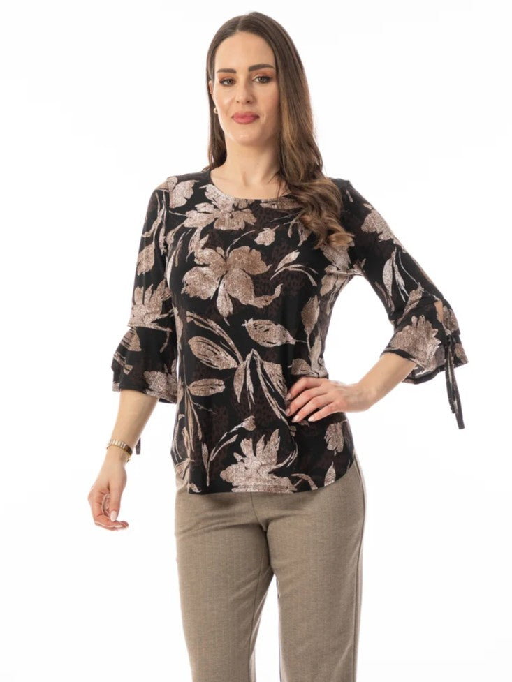 Botanical Print Tie Sleeve Top