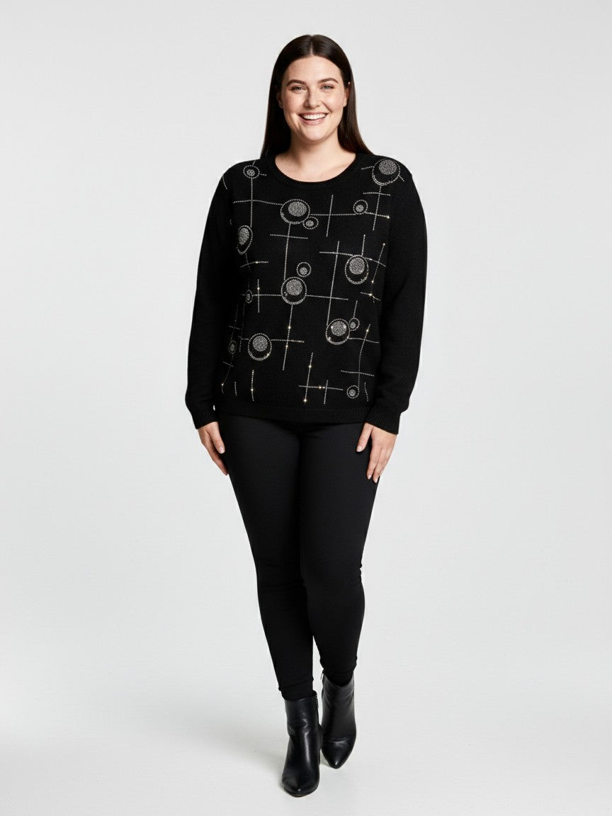Saturn Lines Bling Crew Neck Sweater
