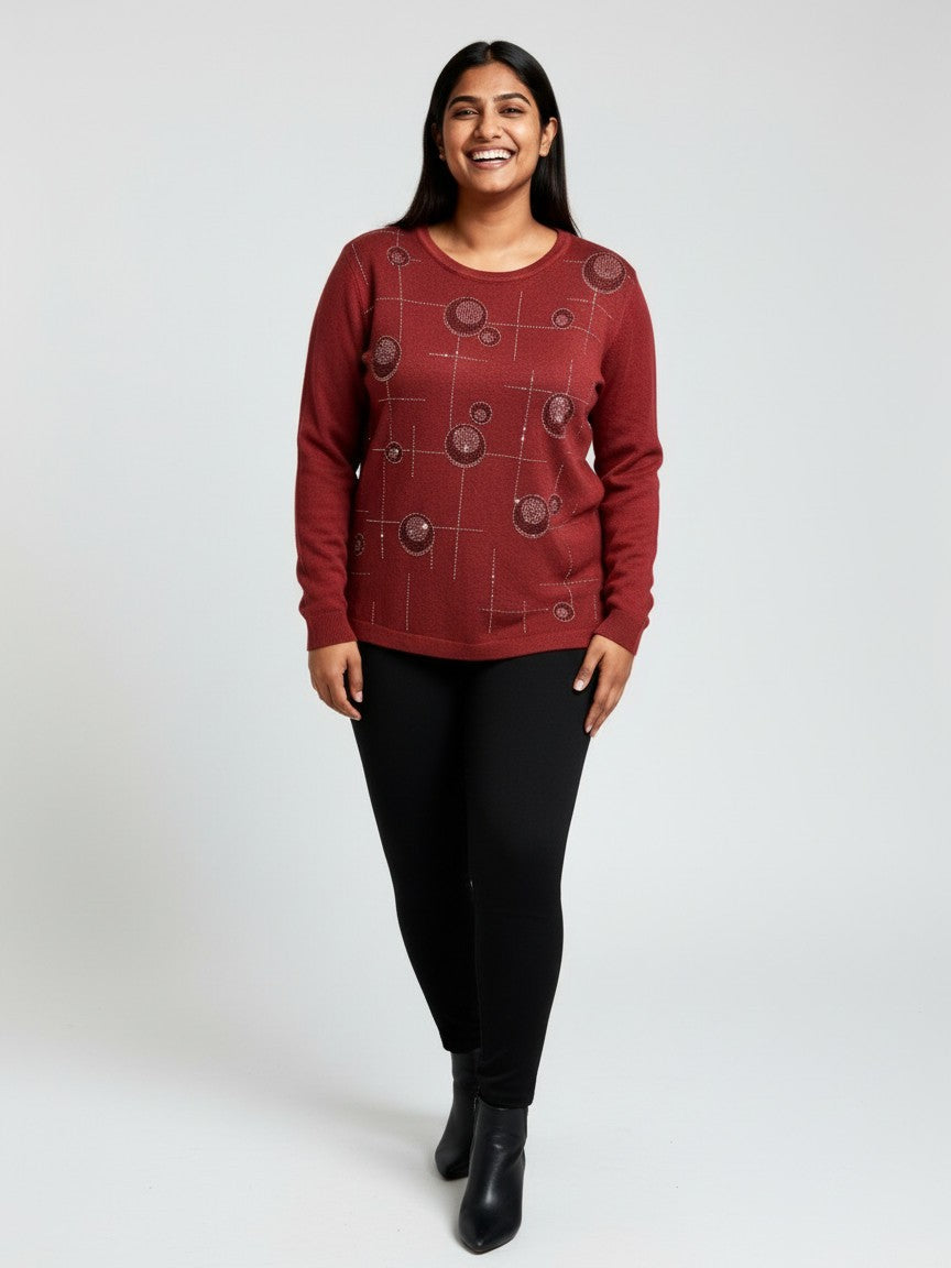 Saturn Lines Bling Crew Neck Sweater