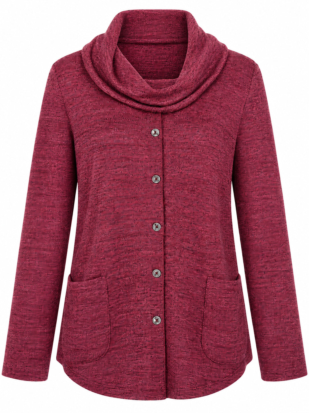 Button Front Mélange Cowl Neck Top