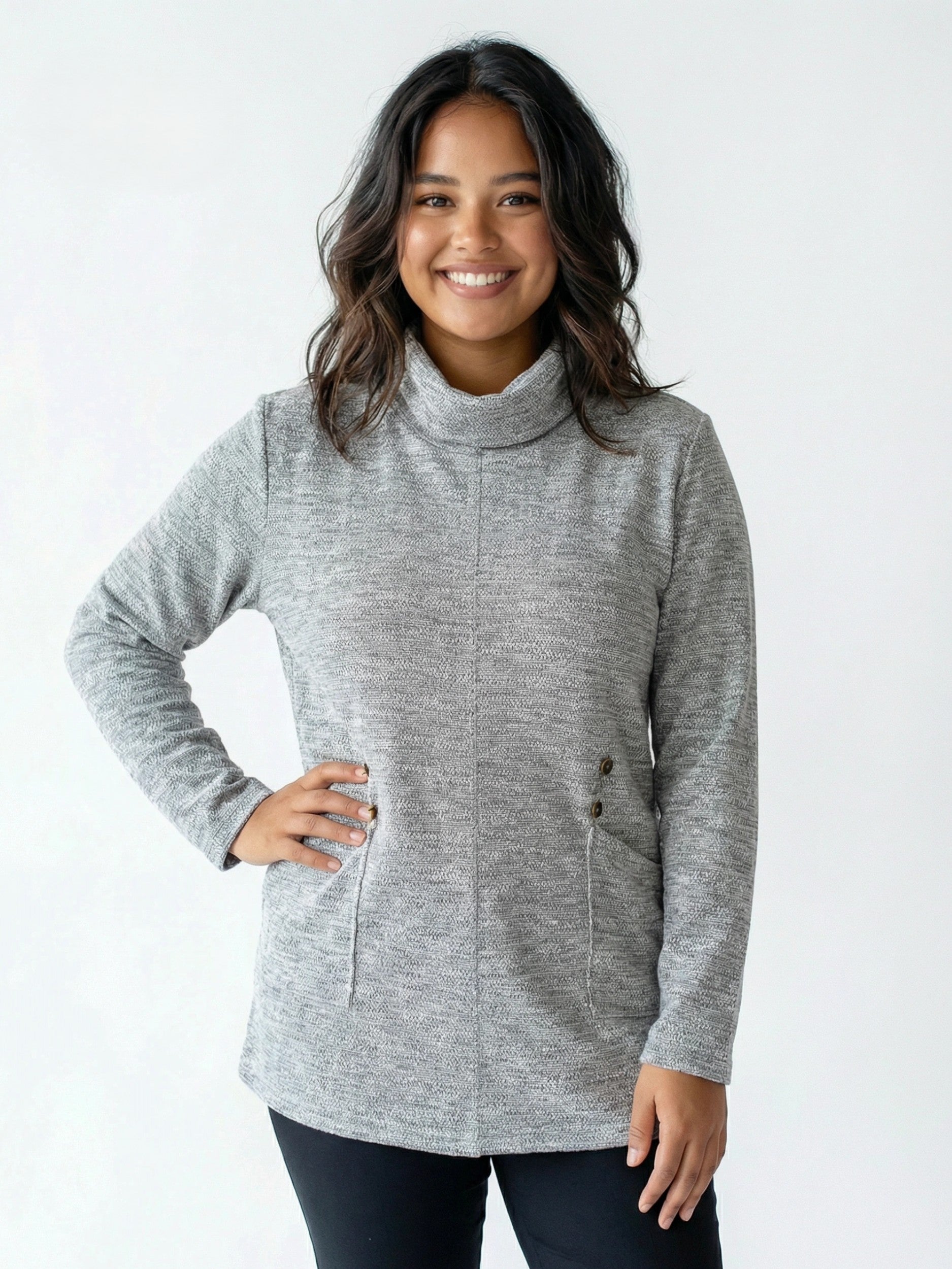 Mélange Double Trouble Cowl Neck Top