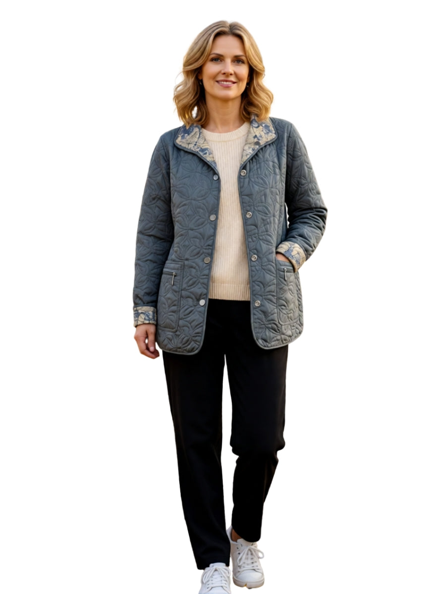 Lily Flower Reversible Quilted Coat