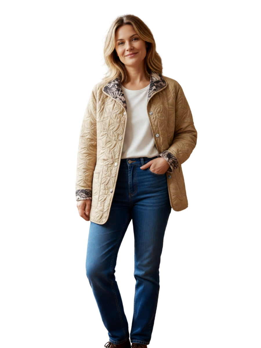 Lily Flower Reversible Quilted Coat