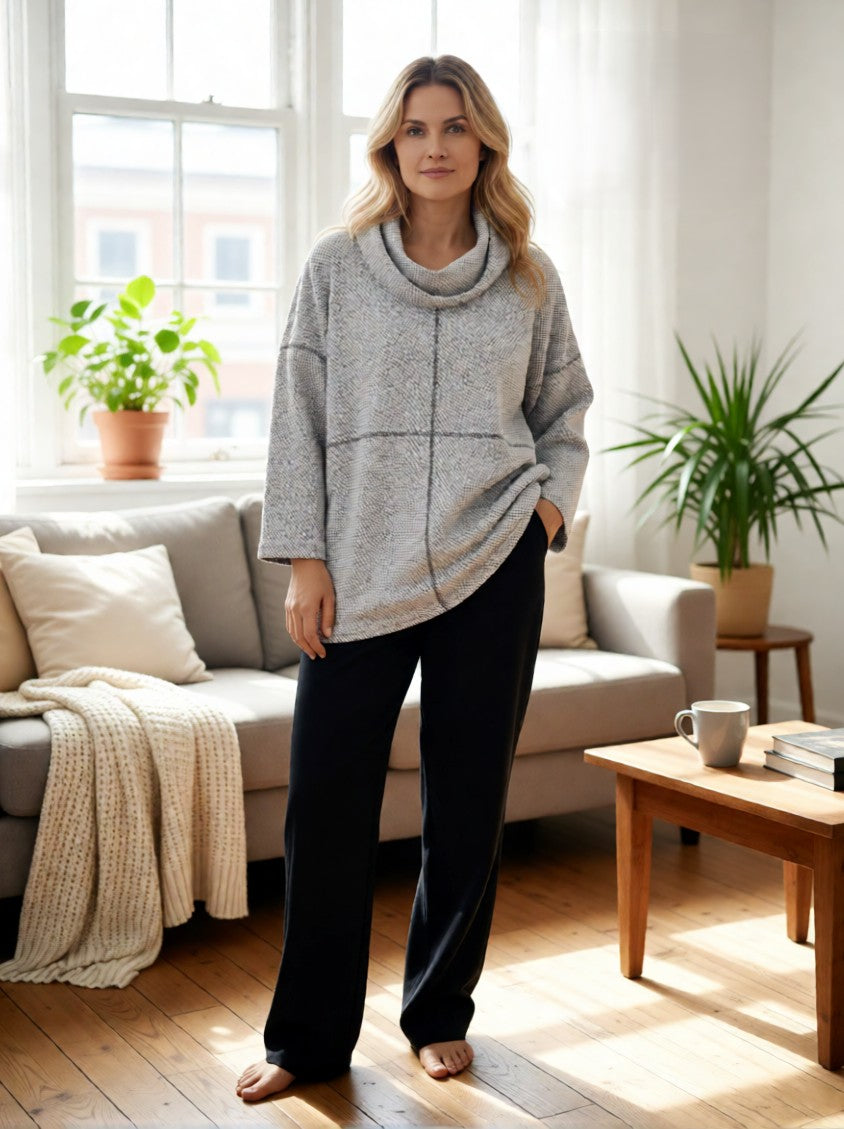 Mel Squared 3/4 Sleeve Cowl Neck Top