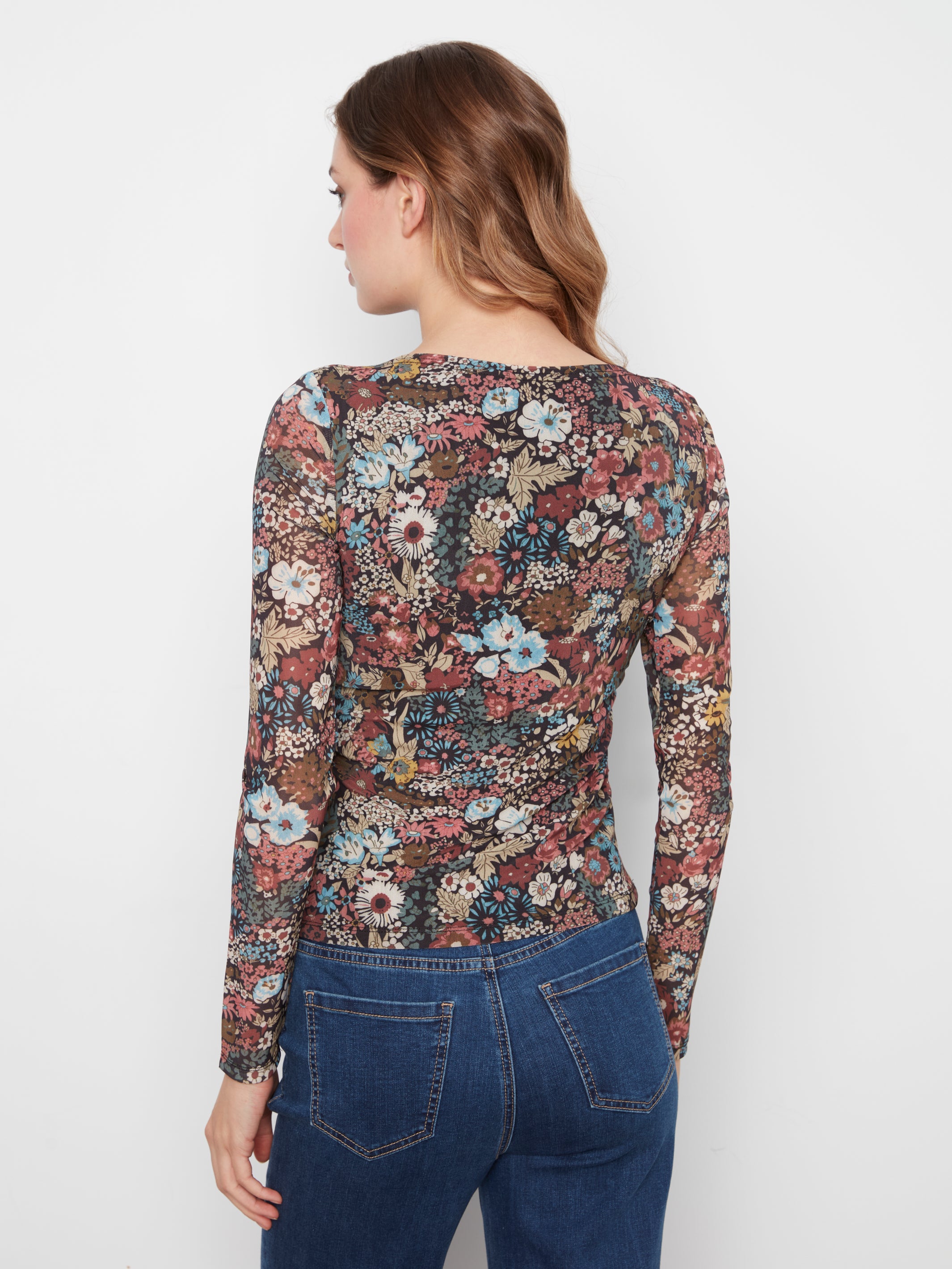 Charlie B Bouquet of Flowers Mesh Top