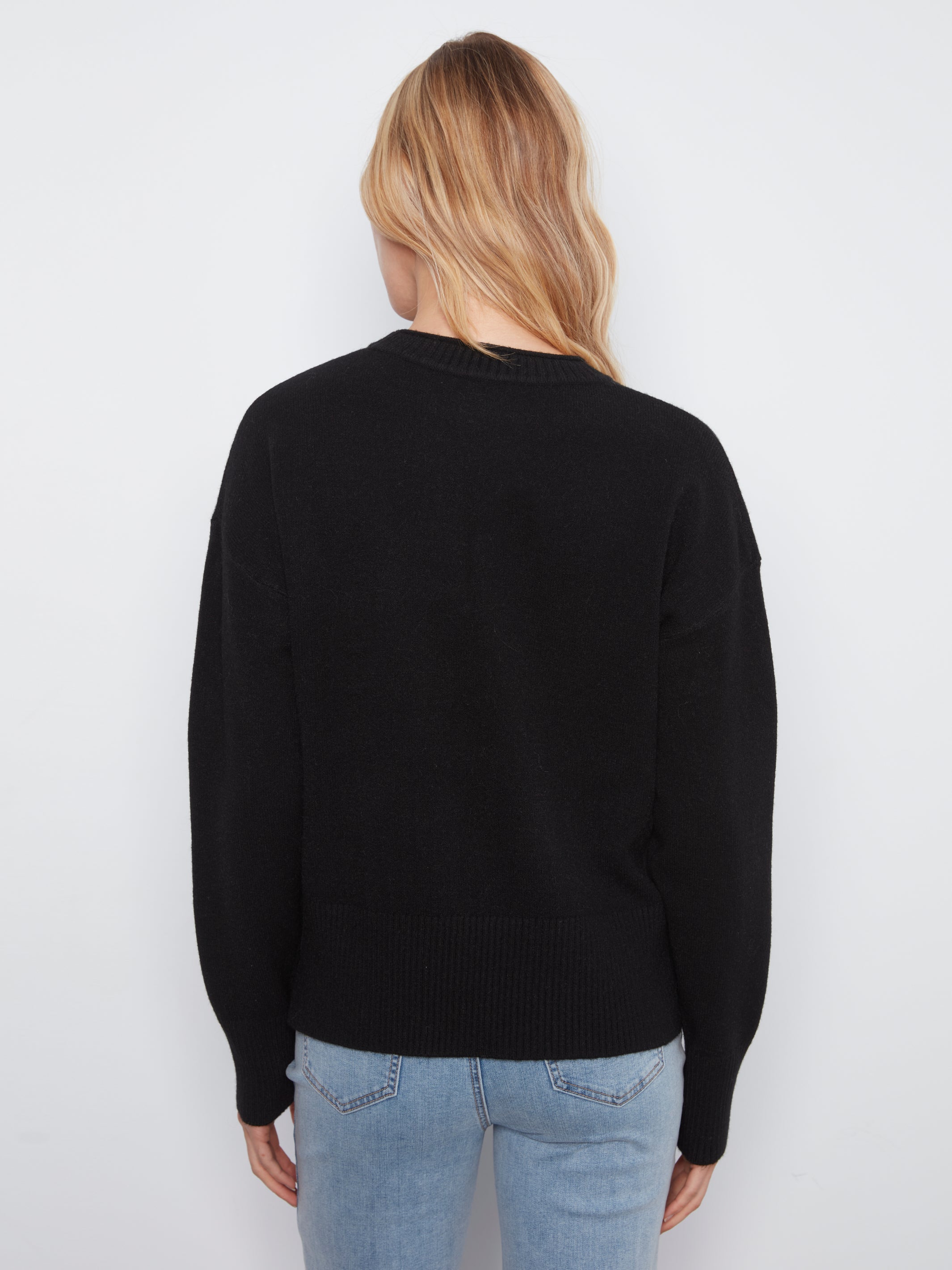 Charlie B Side Pocket Plushy Rib Crew Neck Sweater
