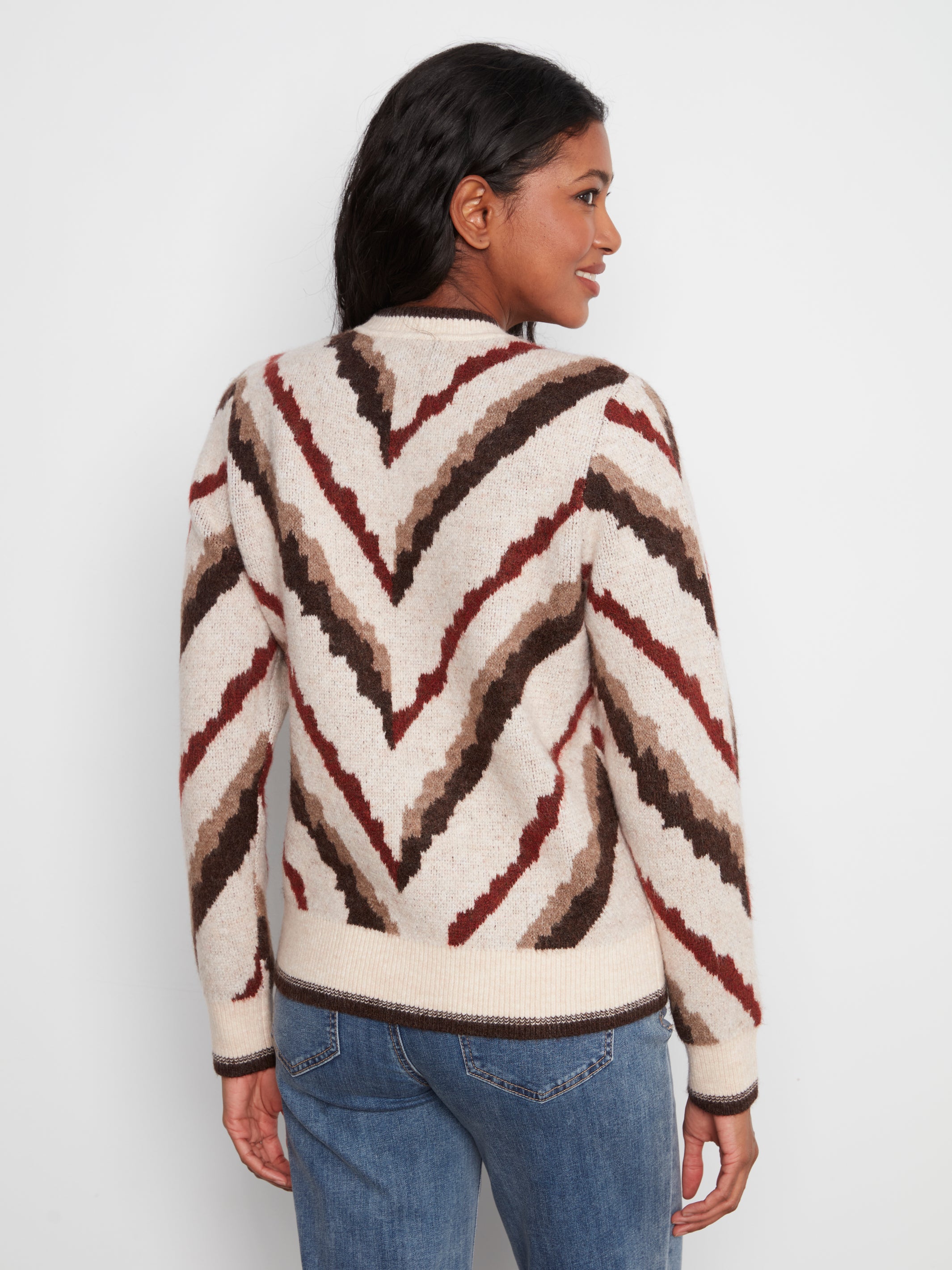 Charlie B Harvest Glow Arrow Jacquard Crew Neck Sweater